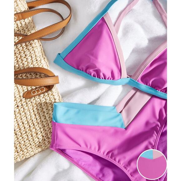 Salt + Cove Pink and Blue Bikini - Picture 3 of 12